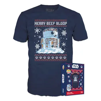 Star Wars Holiday POP! Tees T-Shirt R2-D2 Snowman Size M (photo)