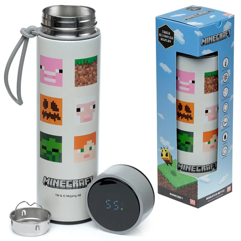 ⭐Minecraft thermos stainless steel bottle thermometer 450ml - buy